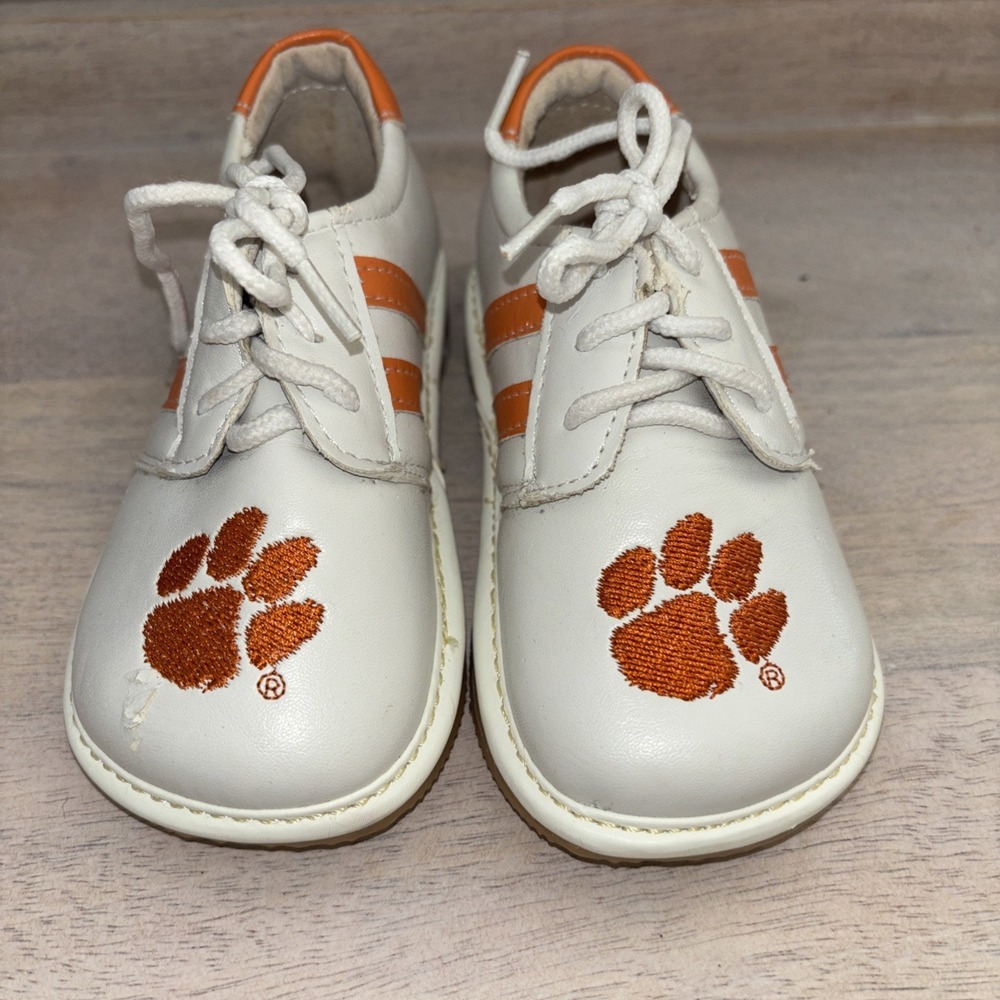 Clemson Tigers TEAM SQUEAKS Baby Tennis Shoes Size 8 Lace‎ Up